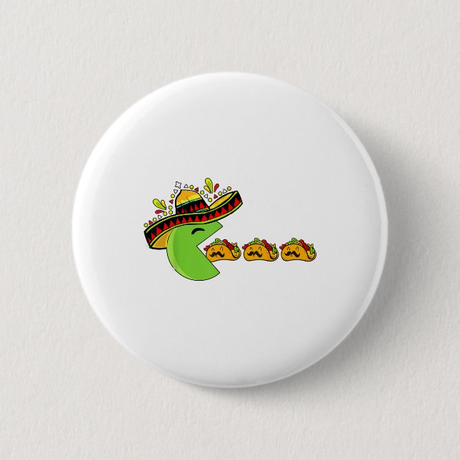 Sombrero aß lustige Tacos mit Mustaches Cinco D Button (Vorderseite)