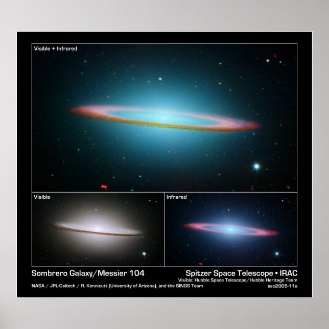 Sombrero Galaxy (Messier 104) - Weltraumteleskop Poster (Vorne)