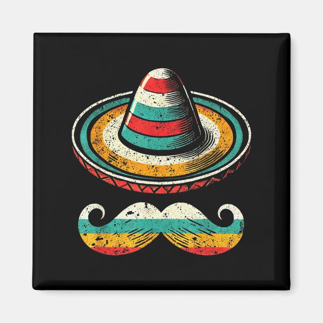 Sombrero Gesicht Cinco De Mayo Schnurrbart Fiesta  Magnet (Vorne)
