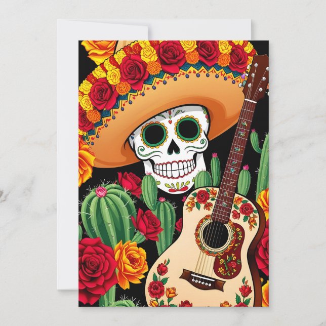 Sombrero Guitar Fun Postcard Einladung (Vorderseite)