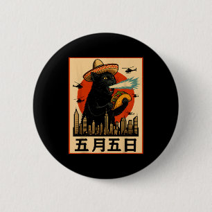 Sombrero-Kaiju-Katze-Taco-lustig-cinco-de-mayo-ret Button