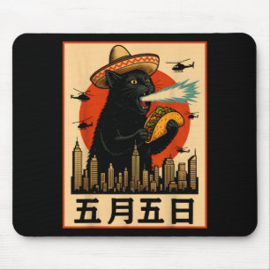 Sombrero-Kaiju-Katze-Taco-lustig-cinco-de-mayo-ret Mousepad