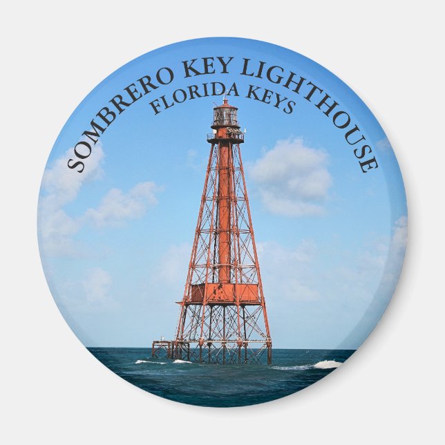 Sombrero Key Lighthouse Florida Keys Round Magnet (Vorne)