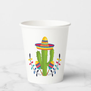 Sombrero mit Kaktus und Maracas Pappbecher