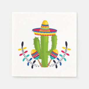 Sombrero mit Kaktus und Maracas Serviette
