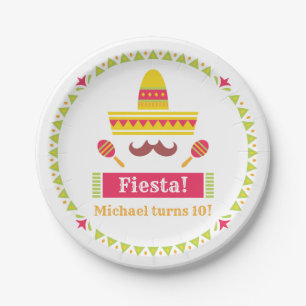 Sombrero Schnurrbart Maracas Geburtstags-Fiesta-Te Pappteller