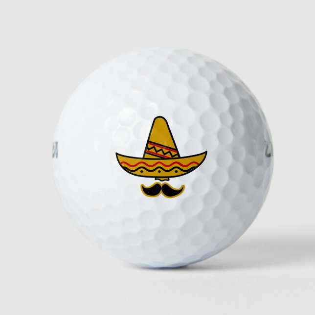 Sombrero und Mustache Golfball (Vorderseite)
