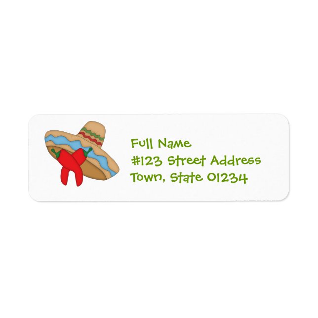 Sombrero und Paprikaschoten Mailing Labels (Vorne)