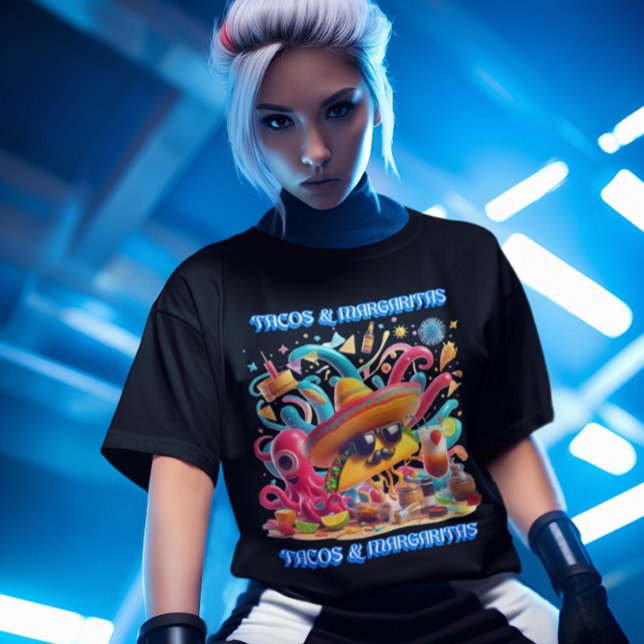 Sombrero und Sonnenbrillen, Tacos und Margaritas T-Shirt (Von Creator hochgeladen)