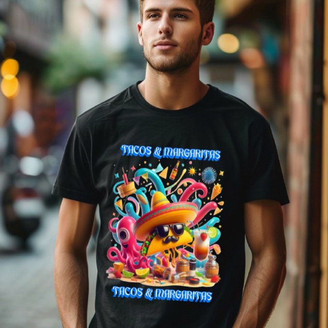 Sombrero und Sonnenbrillen, Tacos und Margaritas T-Shirt (Von Creator hochgeladen)