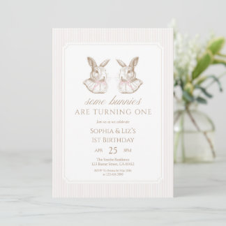 Some Bunnies Are Turning One Twin Birthday Einladung