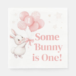 Some Bunny Balloon Birthday Party Serviette