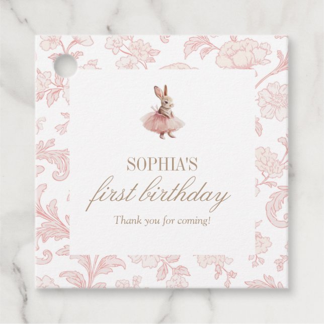 Some Bunny Birthday Pink Bunny Party Geschenkanhänger (Vorderseite)