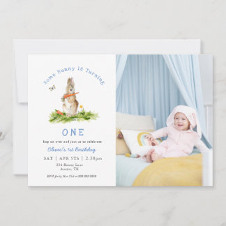 Some Bunny Boy 1st birthday Photo Einladung