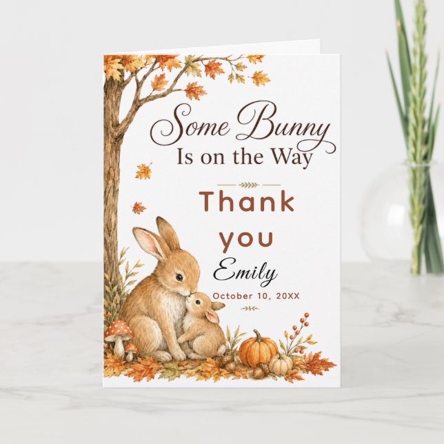 Some Bunny Fall Baby Shower Dankeskarte (Vorderseite)