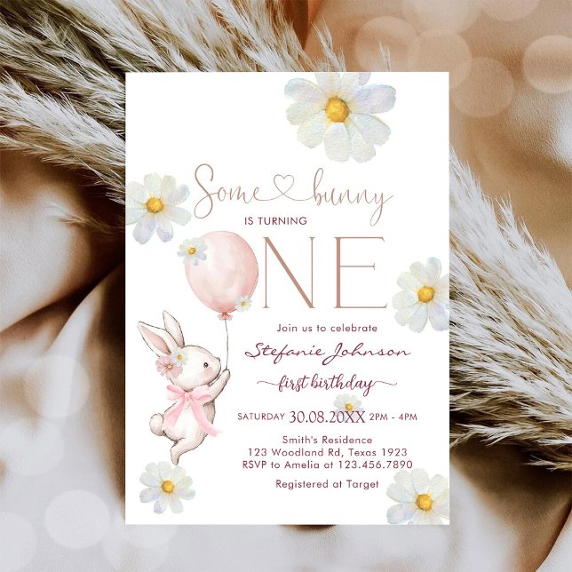 Some Bunny First 1st Birthday Invitation Einladung (Von Creator hochgeladen)