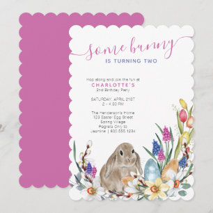 Some Bunny Frühlingsblumen und süßer Hasengeburtst Einladung