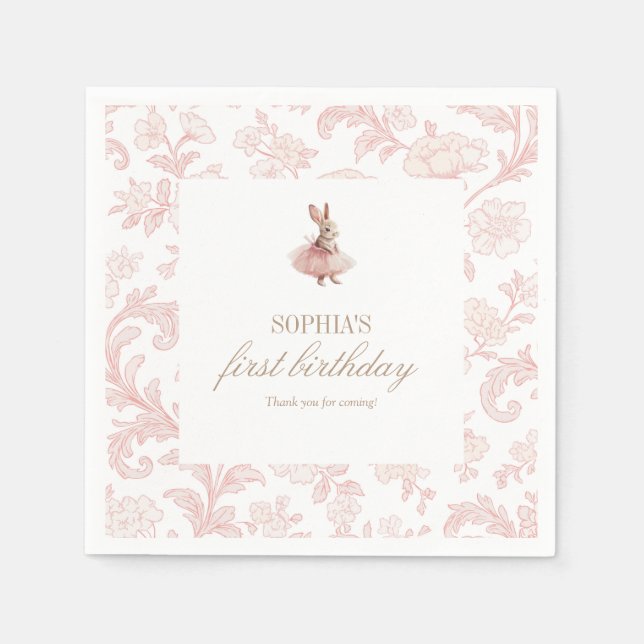 Some Bunny Geburtstag Rosa Bunny Party Serviette (Vorderseite)