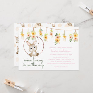 Some Bunny Is On The Way Boho Rabbit Baby Shower Einladung