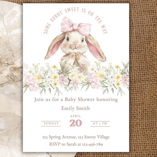 Some Bunny is on the way Invitation Set, Girl Bunn Einladung (Von Creator hochgeladen)