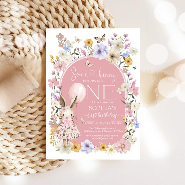 Some Bunny Is ONE First 1st Birthday Invitation Einladung (Von Creator hochgeladen)