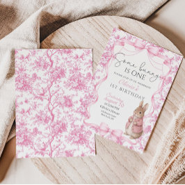 Some Bunny Is One Girl 1st Birthday Invitation Einladung