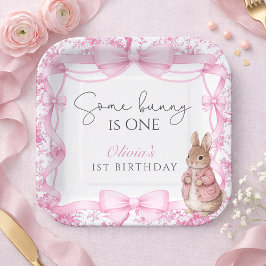 Some Bunny Is One Girl 1st Birthday Pappteller