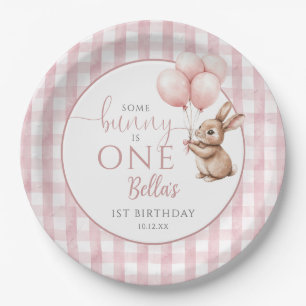 Some Bunny Is One Pink Balloons 1. Geburtstag Pappteller