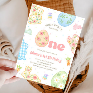 Some Bunny is Turning One Pastel Birthday Einladung