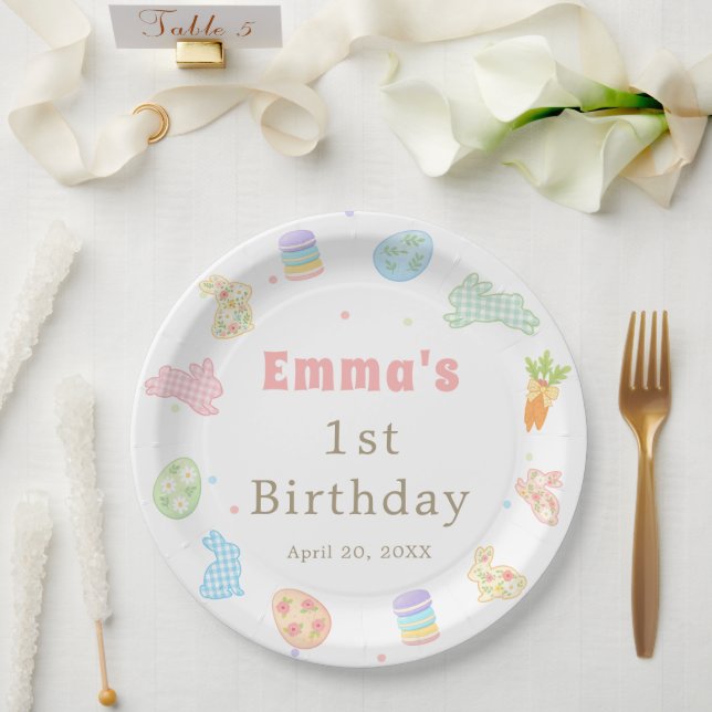 Some Bunny is Turning One Pastel Birthday Pappteller (Hochzeit)