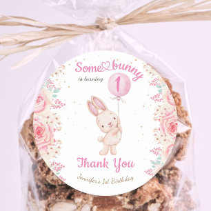 Some Bunny ist EINS! Mädchen Rosa 1. Geburtstag Runder Aufkleber