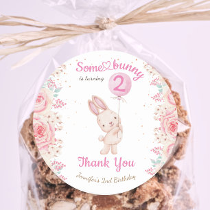 Some Bunny ist ZWEI! Mädchen Rosa 2. Geburtstag Runder Aufkleber