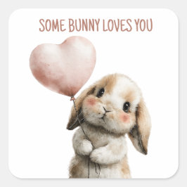Some Bunny Loves You mit Herzballon Quadratischer Aufkleber