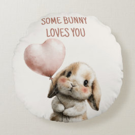 Some Bunny Loves You mit Herzballon Rundes Kissen