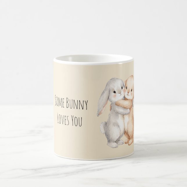 Some Bunny Loves You Rabbits Hugging Kaffeetasse (Mittel)