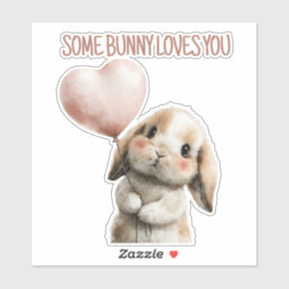 Some Bunny Loves You with Heart Balloon Aufkleber