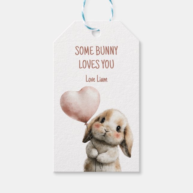 Some Bunny Loves You with Heart Balloon Geschenkanhänger (Vorderseite)