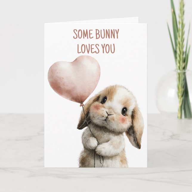 Some Bunny Loves You with Heart Balloon Karte (Vorderseite)