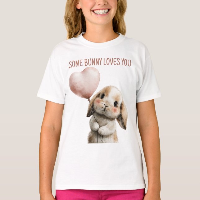 Some Bunny Loves You with Heart Balloon T-Shirt (Vorderseite)