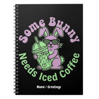 Some Bunny Needs Iced Coffee Retro Spring Easter Notizblock
