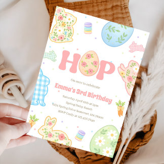 Some Bunny Pastel Floral 3. Geburtstag Einladung