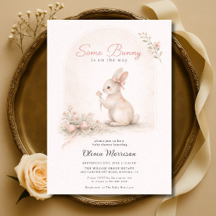 Some Bunny Pink Bow Frühlings-Baby-Party Einladung