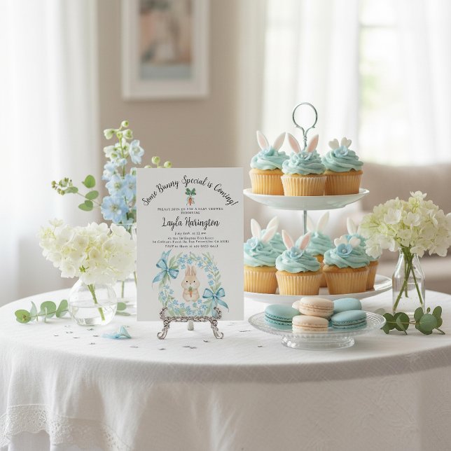 Some Bunny Special Is Coming Wreath Baby Shower  Einladung (Von Creator hochgeladen)