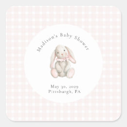 Some Bunny Sweet Pink Baby Shower Quadratischer Aufkleber