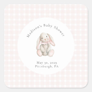 Some Bunny Sweet Pink Baby Shower Quadratischer Aufkleber