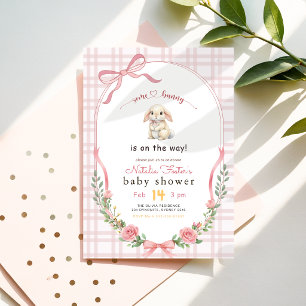 Some Bunny Wildflower Rosa Schleife Baby Shower Einladung