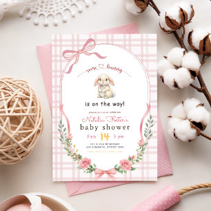 Some Bunny Wildflower Rosa Schleife Baby Shower Einladung