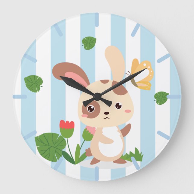 Some Cute Bunny Große Wanduhr (Vorderseite)