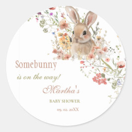 Somebunny auf dem Weg Ostern Wildblume Babydusche Runder Aufkleber