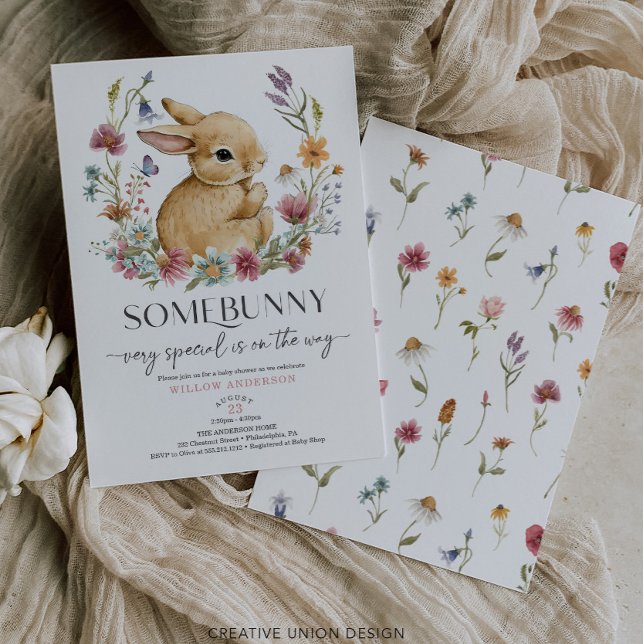 Somebunny Baby Shower Einladung Wildblume (Von Creator hochgeladen)
